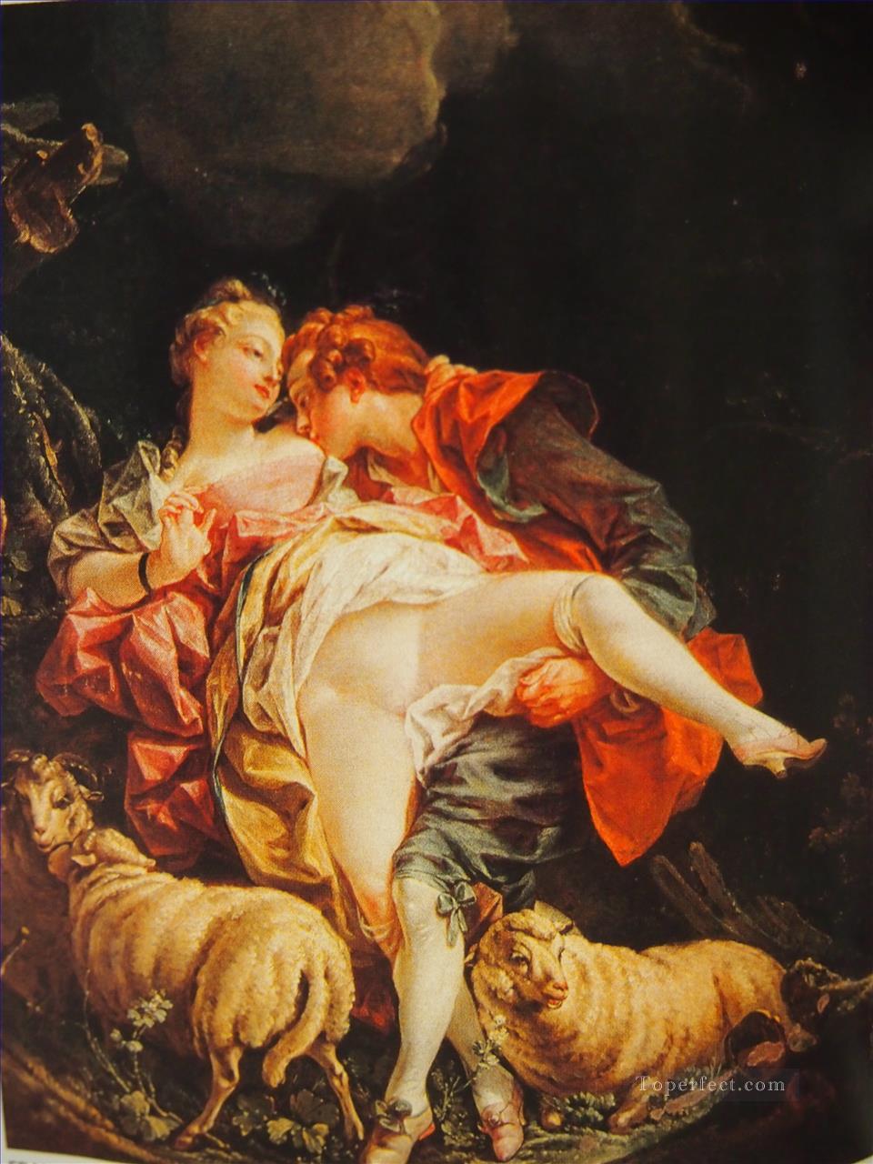 unknown sexy touch and sheep Francois Boucher Oil Paintings